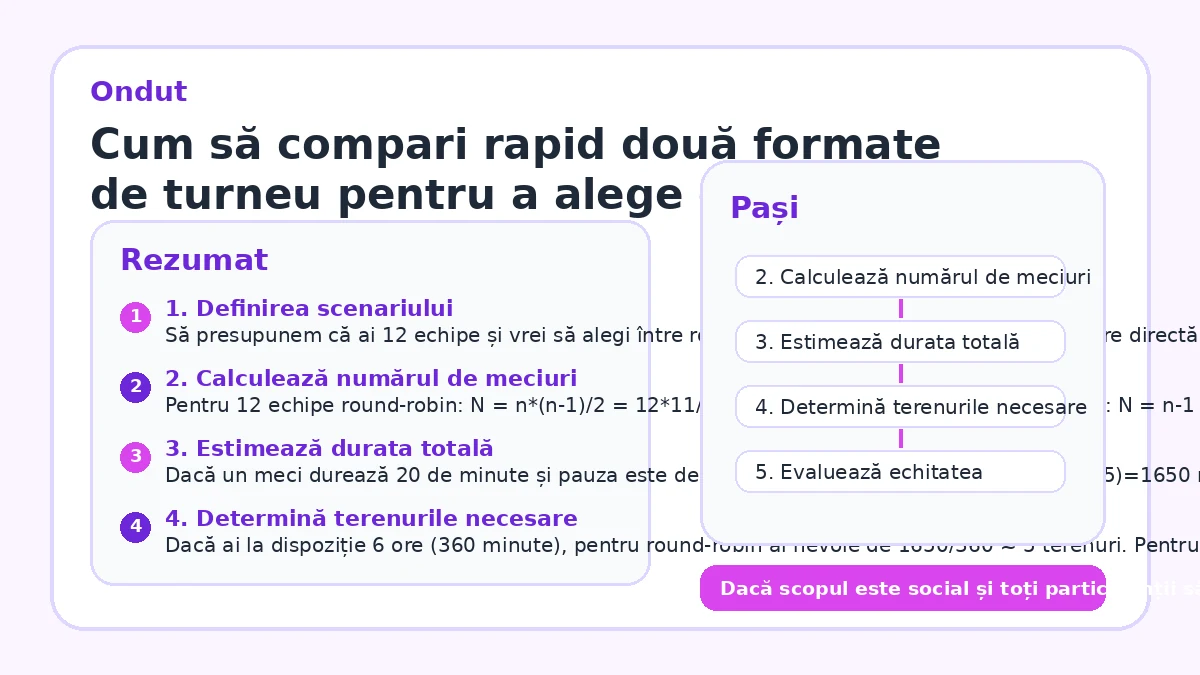 Cum să compari rapid două formate de turneu pentru a alege cel mai potrivit