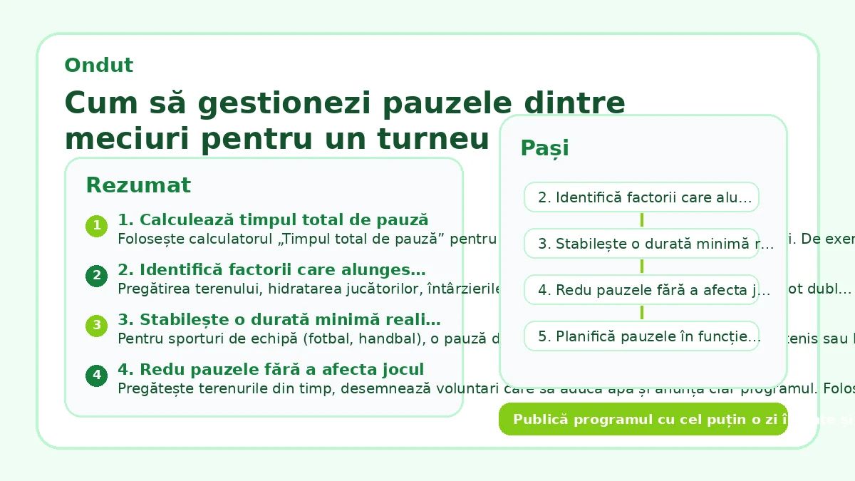 Cum să gestionezi pauzele dintre meciuri pentru un turneu eficient