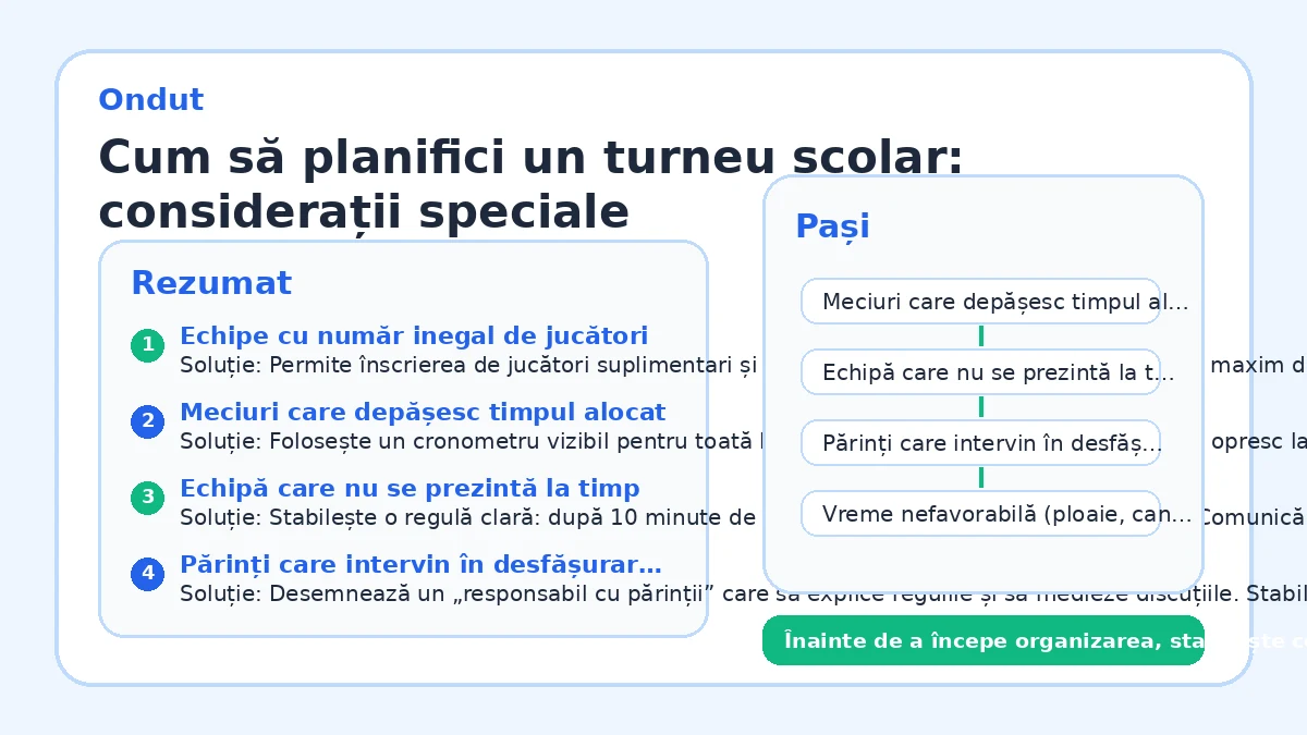 Cum să planifici un turneu școlar: considerații speciale