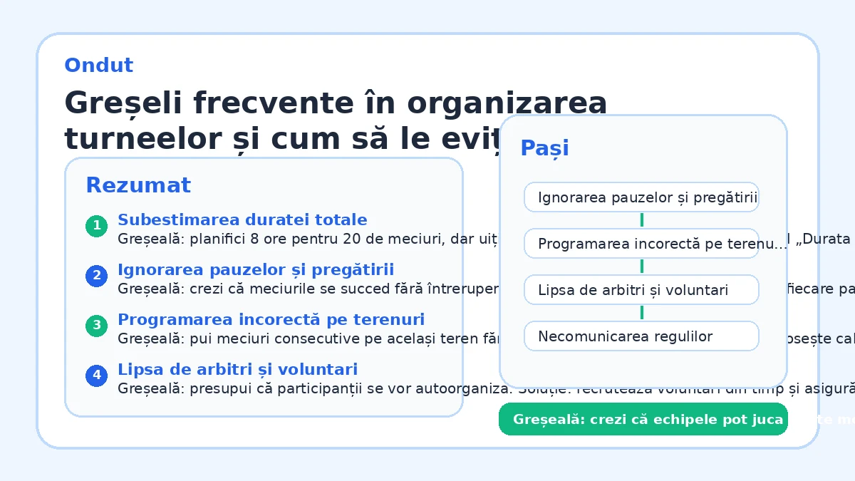 Greșeli frecvente în organizarea turneelor și cum să le eviți